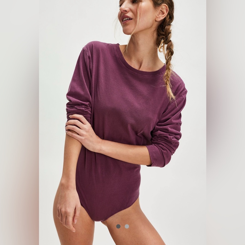 Free People Casual Long Sleeve Bodysuit Size XS in Wine NWT